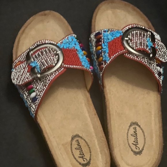 Red multi beaded Rhinestone Slides - Picture 2 of 3